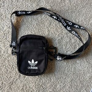 adidas Black Crossbody Phone Pouch with Logo Strap